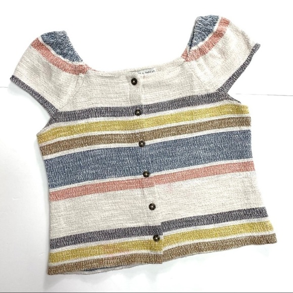 Madewell Texture & Thread Stripe Button Front Top in National Multicolor XS - Picture 6 of 6